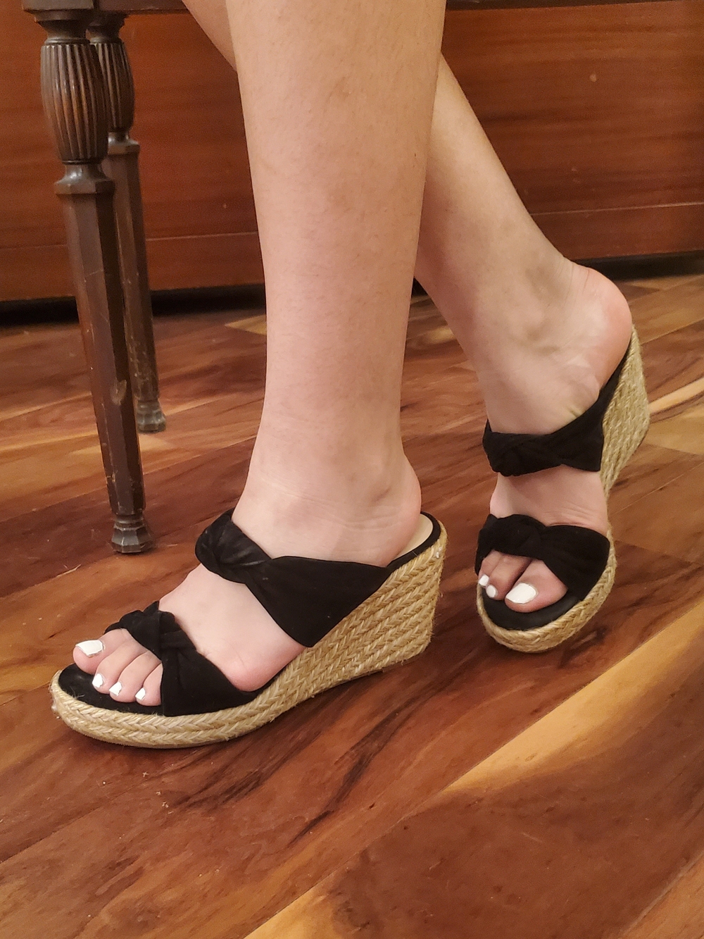 Stuart Weitzman Black Knot Espadrille Wedge Slides 38